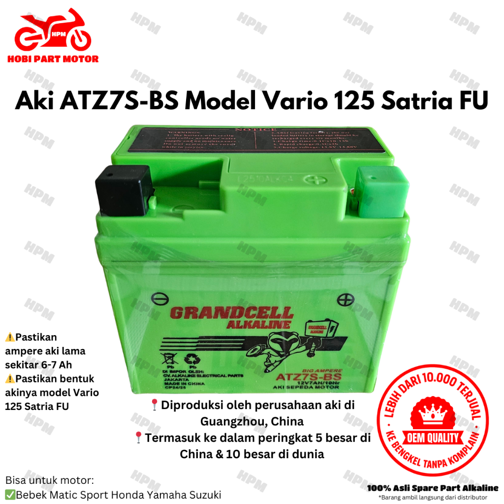Aki Kering ATZ7S-BS GTZ7V GTZ6V YTZ6V YTZ7V 12 Volt 7 Ampere alkaline beat genio scoopy iss vario 12