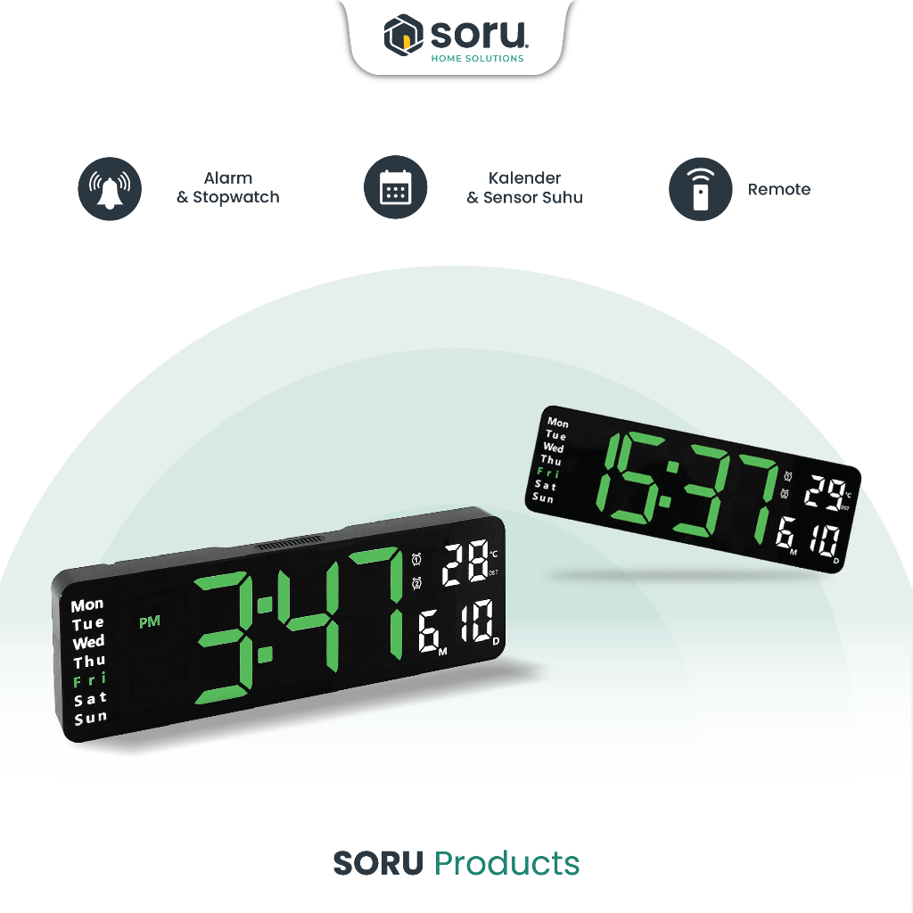 SORU - Jam Dinding Digital Smart Alarm LED - Digital Clock Modern Minimalis