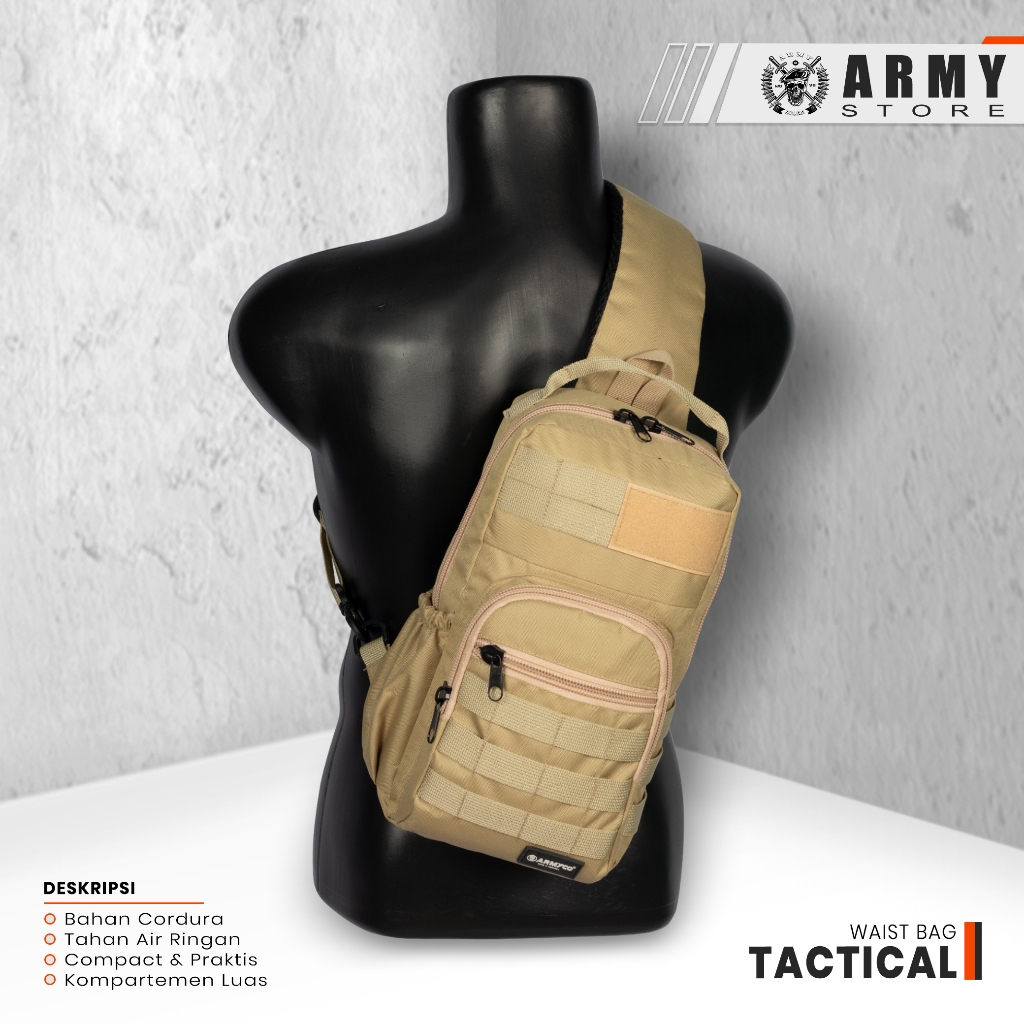 Tas Waist Bag Tactical / Tas Selempang Outdoor Sepeda Cream Multifungsi