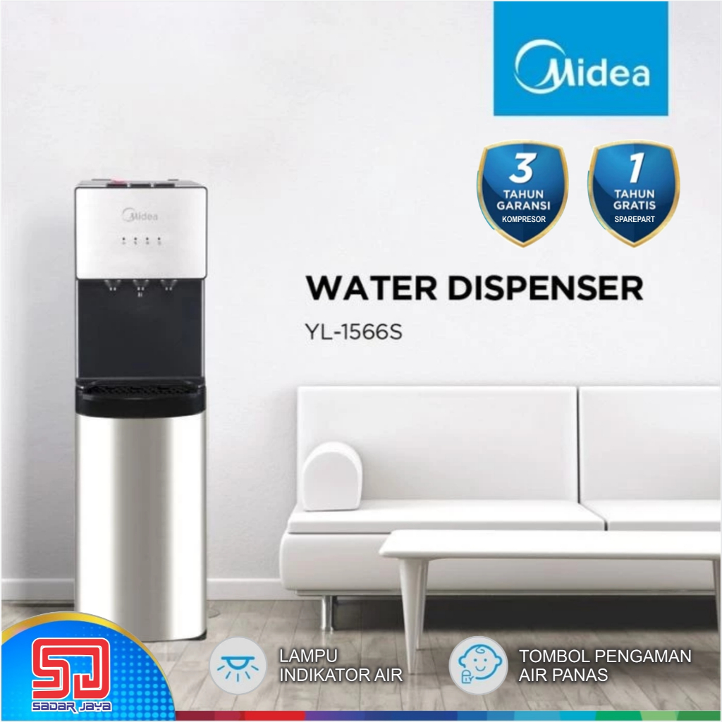 MIDEA YL-1566S Bottom Loading Dispenser Air Galon Bawah YL1566S Panas Dingin YL-1566-S Hot Cold