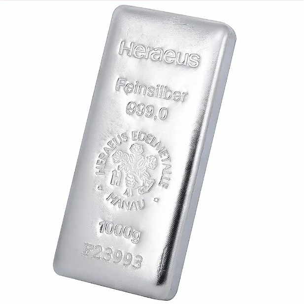 Heraeus Hanau Silver Bar Perak Batangan 99.99% 1000 Gram | Heraeus Silver Bar 1Kg | BERSERTIFIKAT