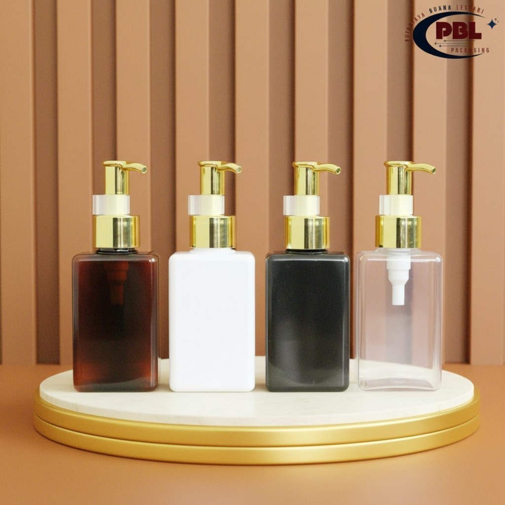 Botol Pump Clip Oil 100ml Kotak Varian Warna / - Tutup Pump Clip Oil Alumunium Neck 24 Gold / Botol 