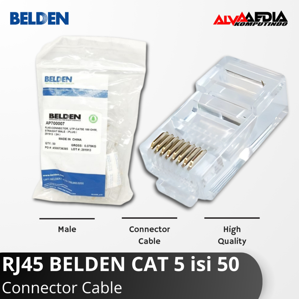 RJ45 Cat5 Cat 5e Cat5e Belden 50Pcs Konektor RJ 45 Belden 50 pcs High Quality