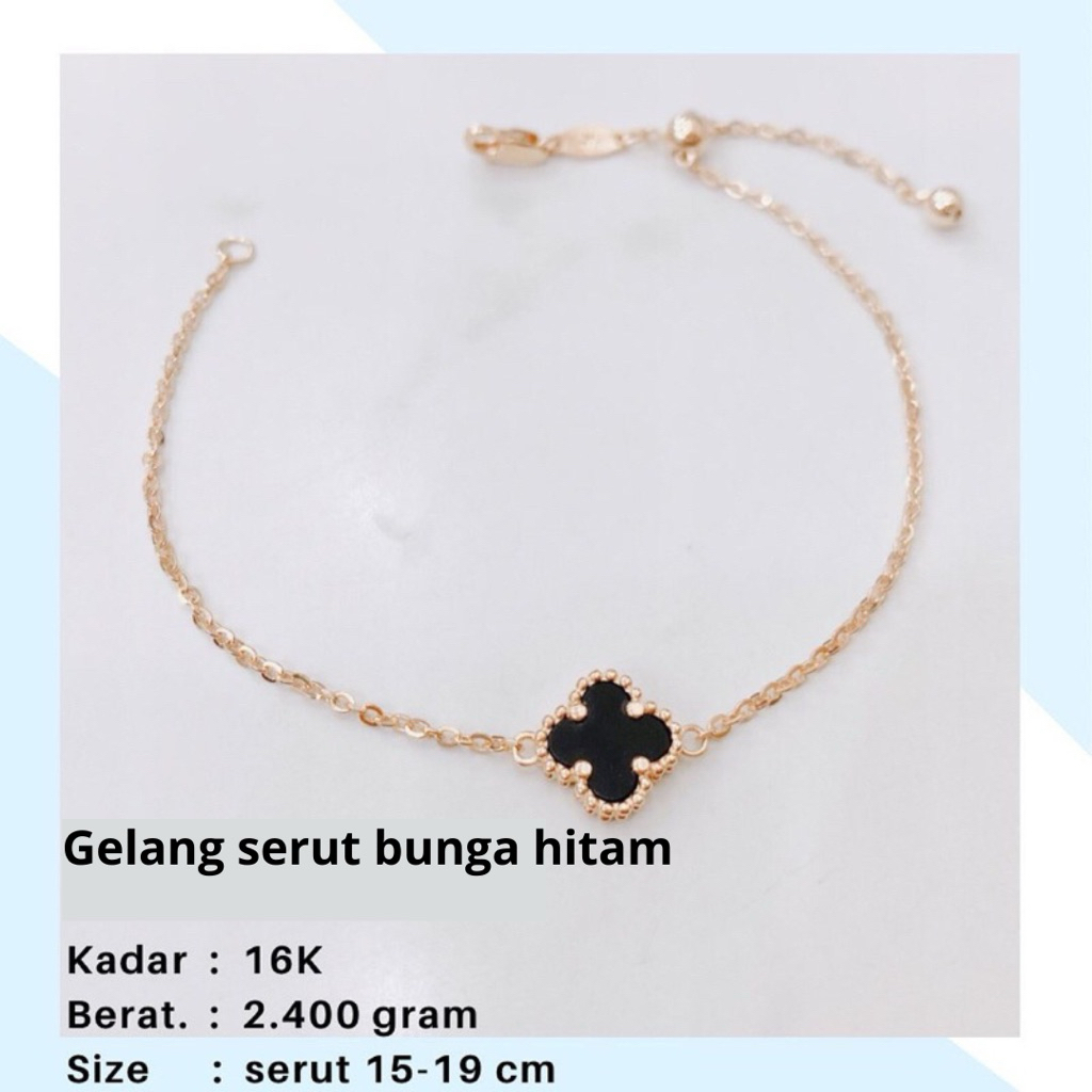 Gelang Emas Serut Bunga Hitam 2.400 Gr