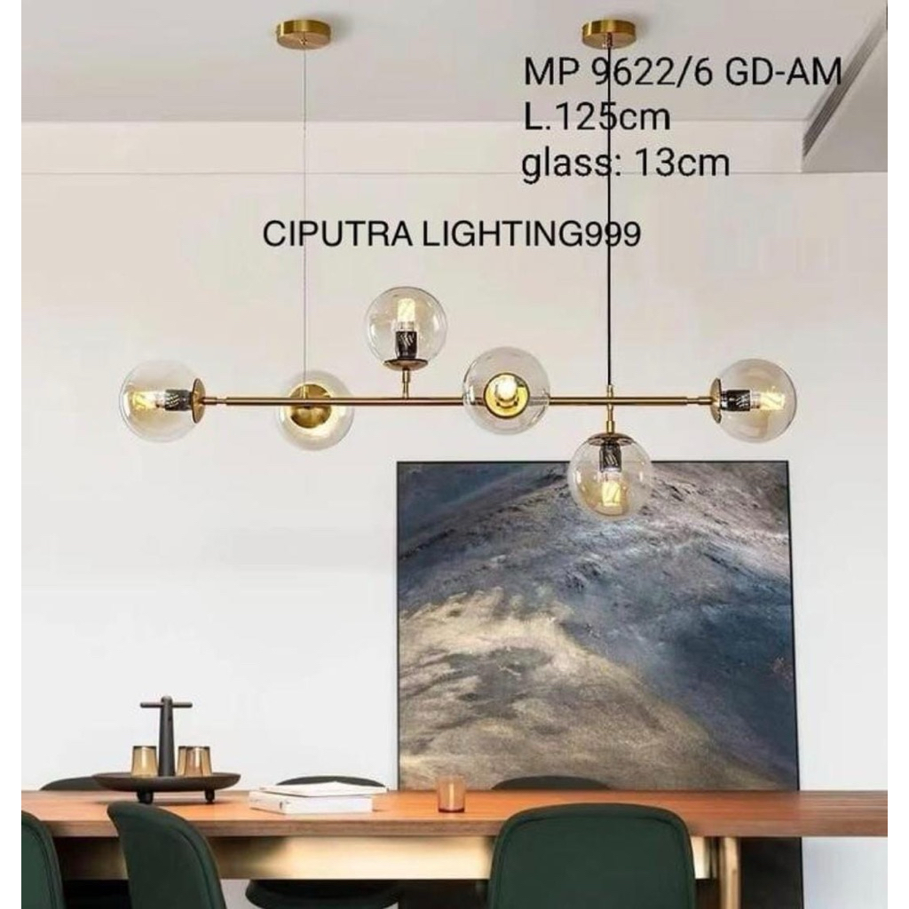 LAMPU GANTUNG HIAS MINIMALIS MEJA MAKAN 6 LAMPU ELEGAN