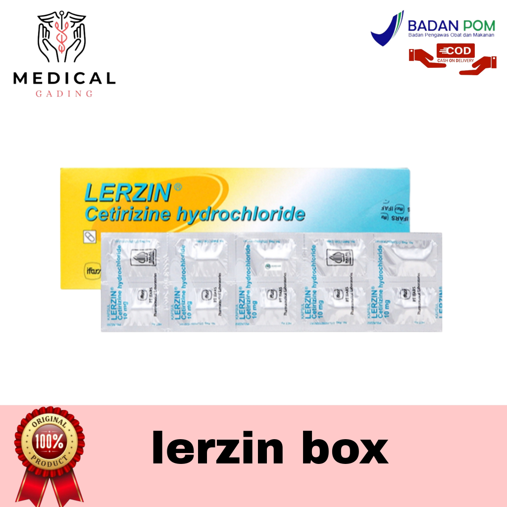 Lerzin Kapsul Obat Pereda Biduran Gatal Alergi Pilek BOX ISI 100 TABLET