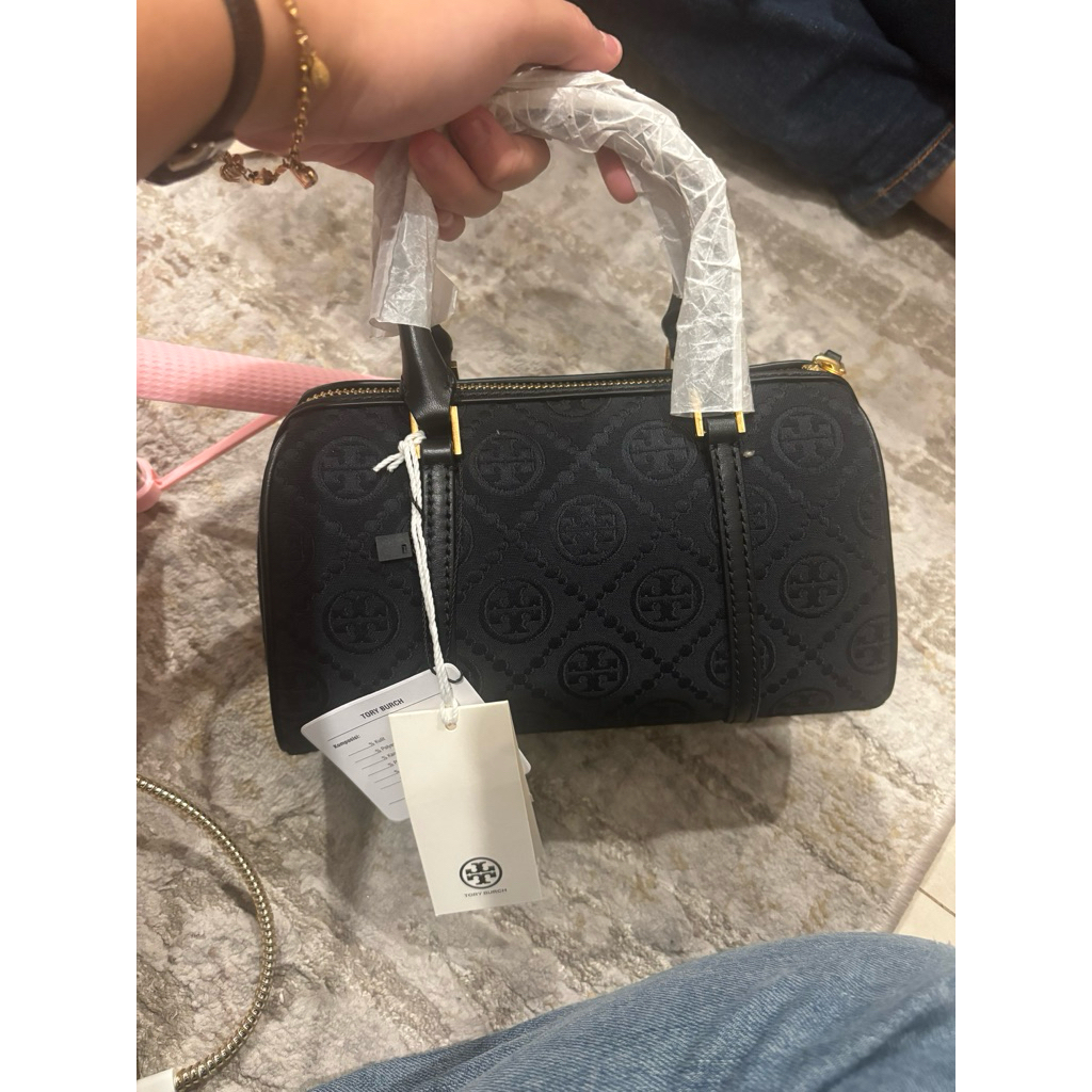 Tb T monogram mini barrel bag Canvas