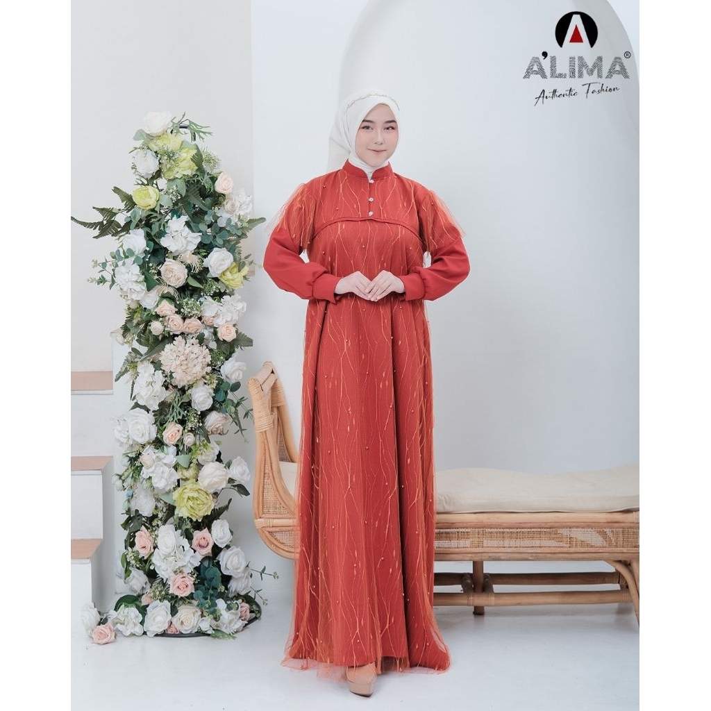 GAMIS MUSLIM PEREMPUAN DEWASA TERBARU NAIRA MOM DRESS KONDANGAN MEWAH SIMPEL GAUN PESTA  BAHAN  BURK