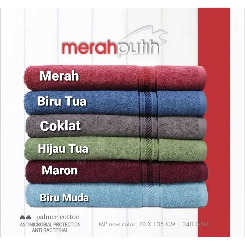 Handuk Merah putih sedang  60x120
