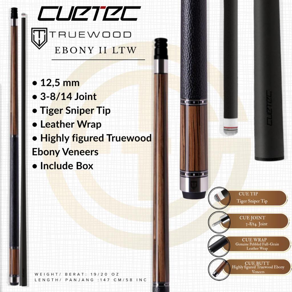 Cuetec Truewood Ebony II LTW - Ebony Wood 12,5mm New