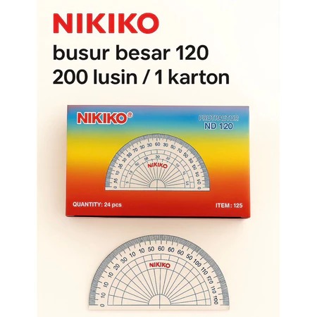 Grosir 1 Box 24pcs Busur NIKIKO || Penggaris Busur | Busur Derajat Murah | Besar (120) & Kecil (110)