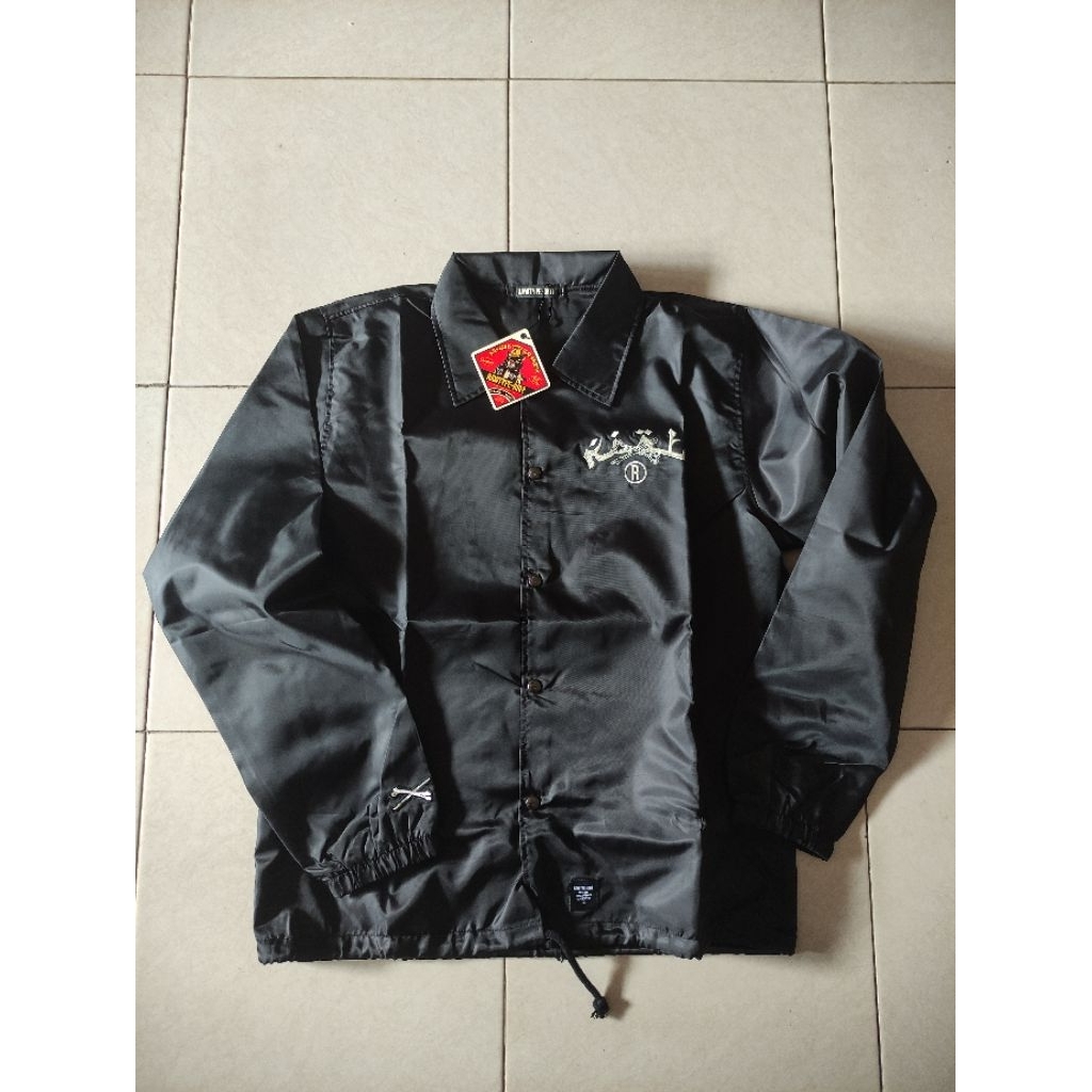 jaket motor coach jacket windbreaker jacket merk rawtype riot warna hitam size XXL
