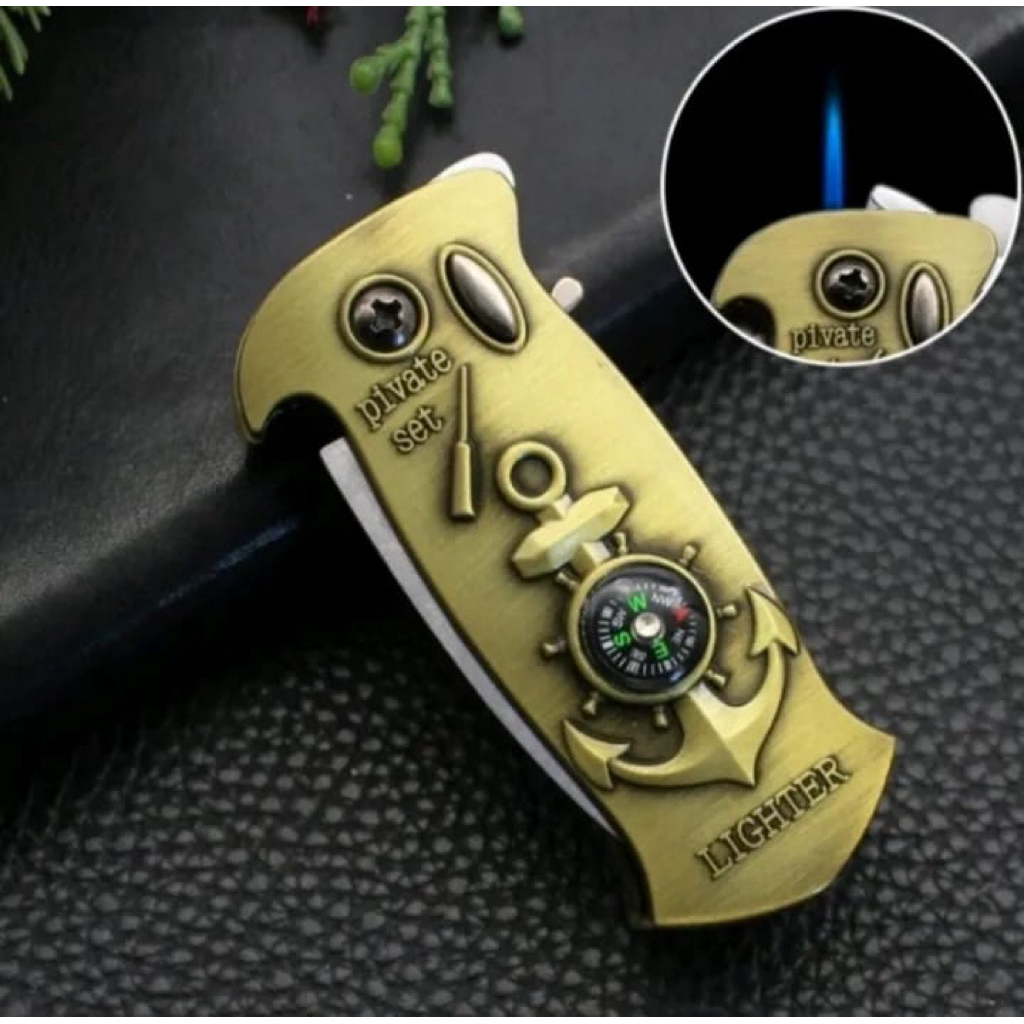 Korek Las Jet Pisau Lipat Kompas CL-509, Desain Unik, Material Tahan Lama, Pemantik Magnet