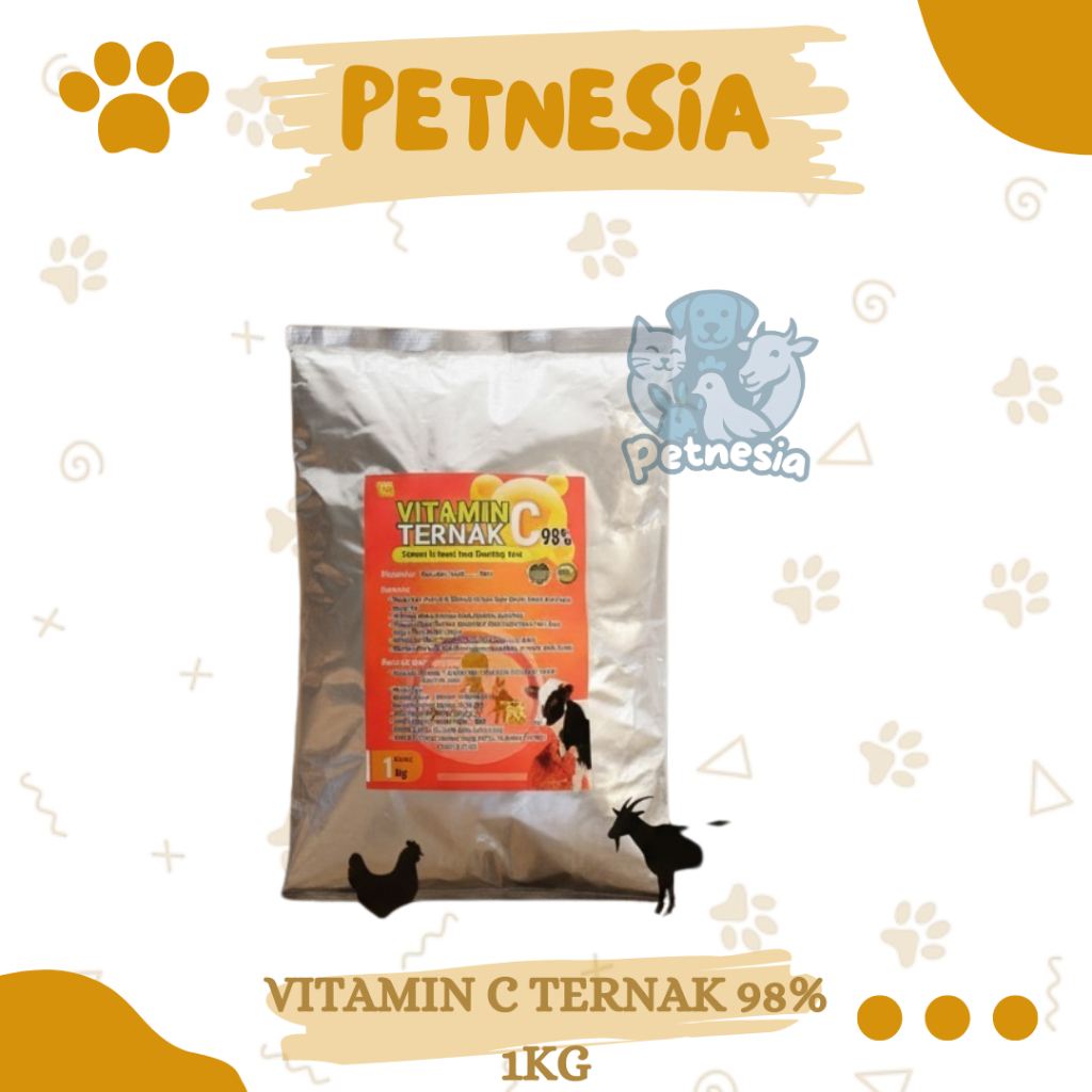 VITAMIN C TERNAK 98% 1KG - Meningkatkan Daya Tahan Tubuh Penggemukan, Stamina, Imun Booster Ternak U