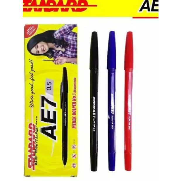 (1PACK 12PCS) BOLPEN PULPEN STANDART AE-7