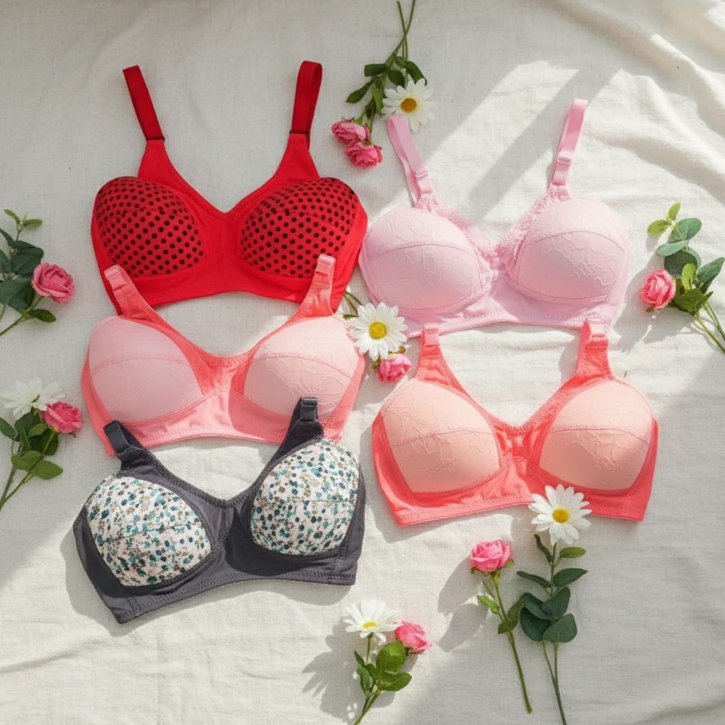 Bra Jumbo Wanita Tanpa Kawat Busa Tebal Nyaman Motif Floral Sexy