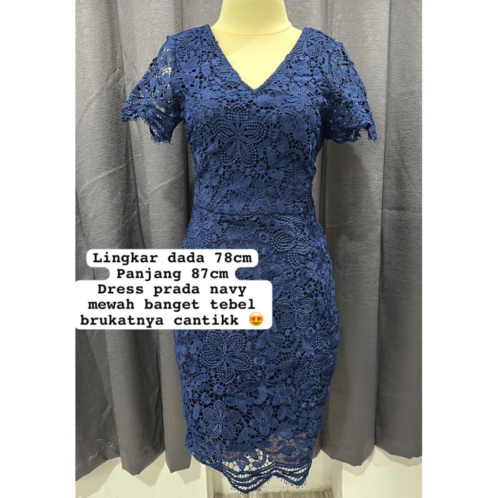Dress brukat prada navy brand thread theory