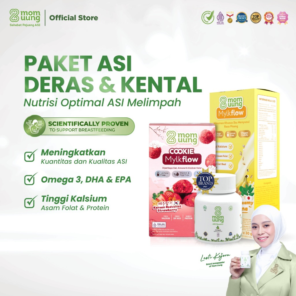 Mom Uung Paket ASI Deras & Kental - ASI Booster + Susu Mylkflow 5 Sachet + Cookie Mylkflow - Pelanca