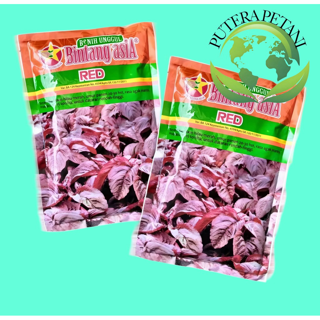 benih bayam merah RED cap bintang asia 500Gr