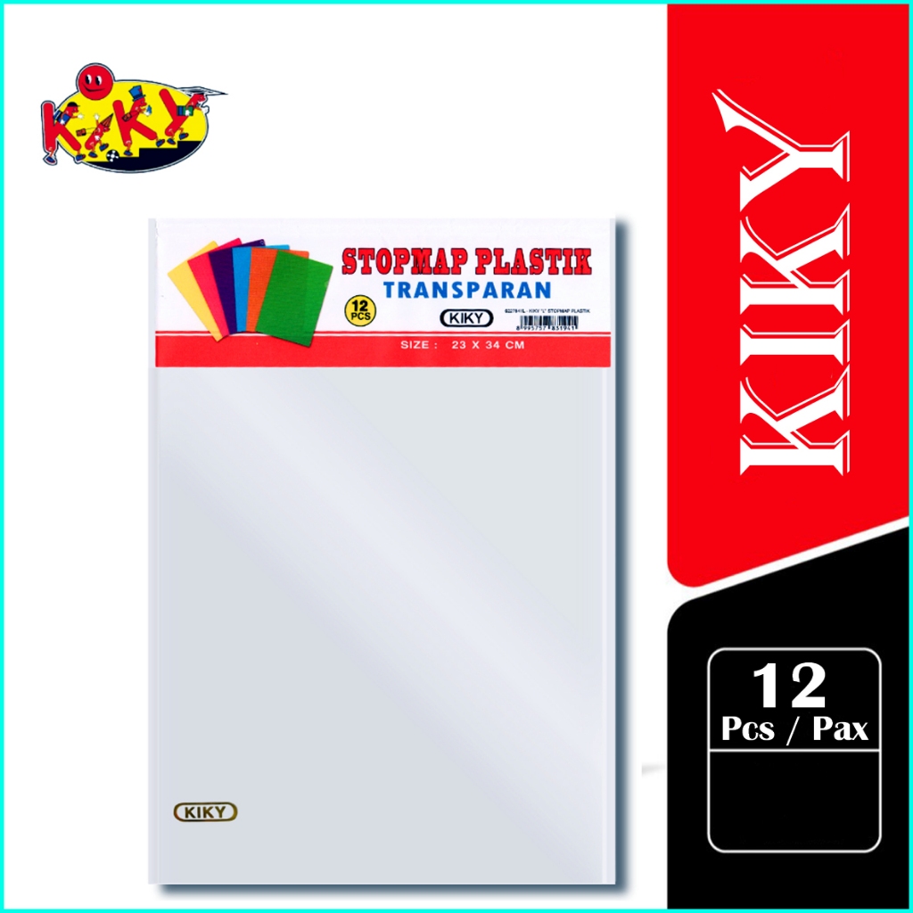 (1 PAX / 12 PCS) Map L Folio KIKY Bening / Stopmap Plastik Transparan Kiky F4 / Clear Sleeve Plastik