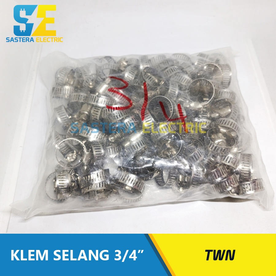(100 pcs) Klem Selang 3/4" inch Stainless Steel / Klem Besi 3/4 / Hose Clamp Klem Selang Kran 3/4