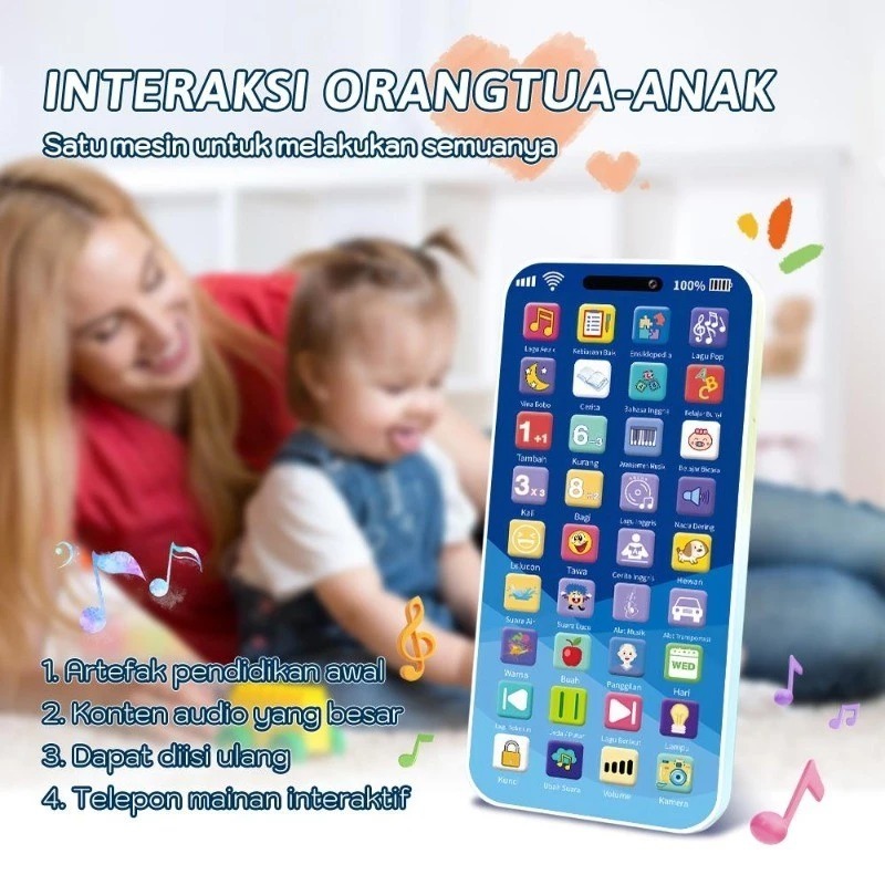 TERBARU BELLA MAINAN TELEPON HP IPHONE ANAK 28 / 36 TOMBOL ANAK MAINAN SMART HP ANAK ANAK MAINAN
