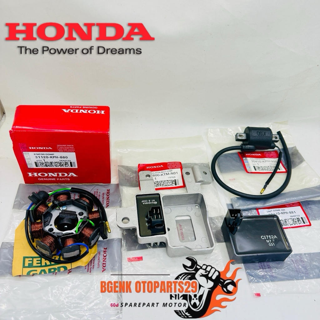 PAKET 4 ITEM SPUL+CDI+KOIL+KIPROK HONDA KHARISMA KIRANA SUPRA X 125 LAMA ORIGINAL
