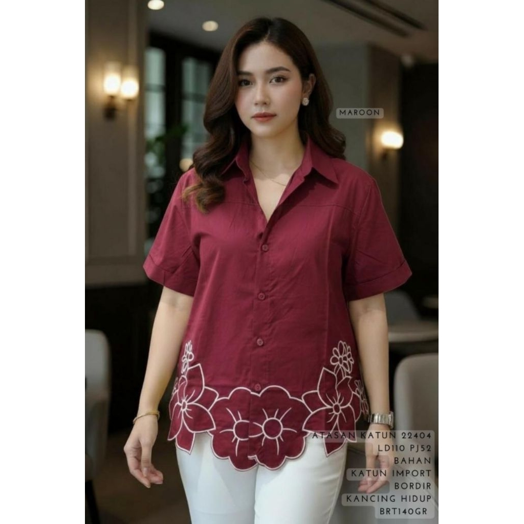 KEMEJA BLUS  ATASAN KATUN BORDIR BANGKOK 22404