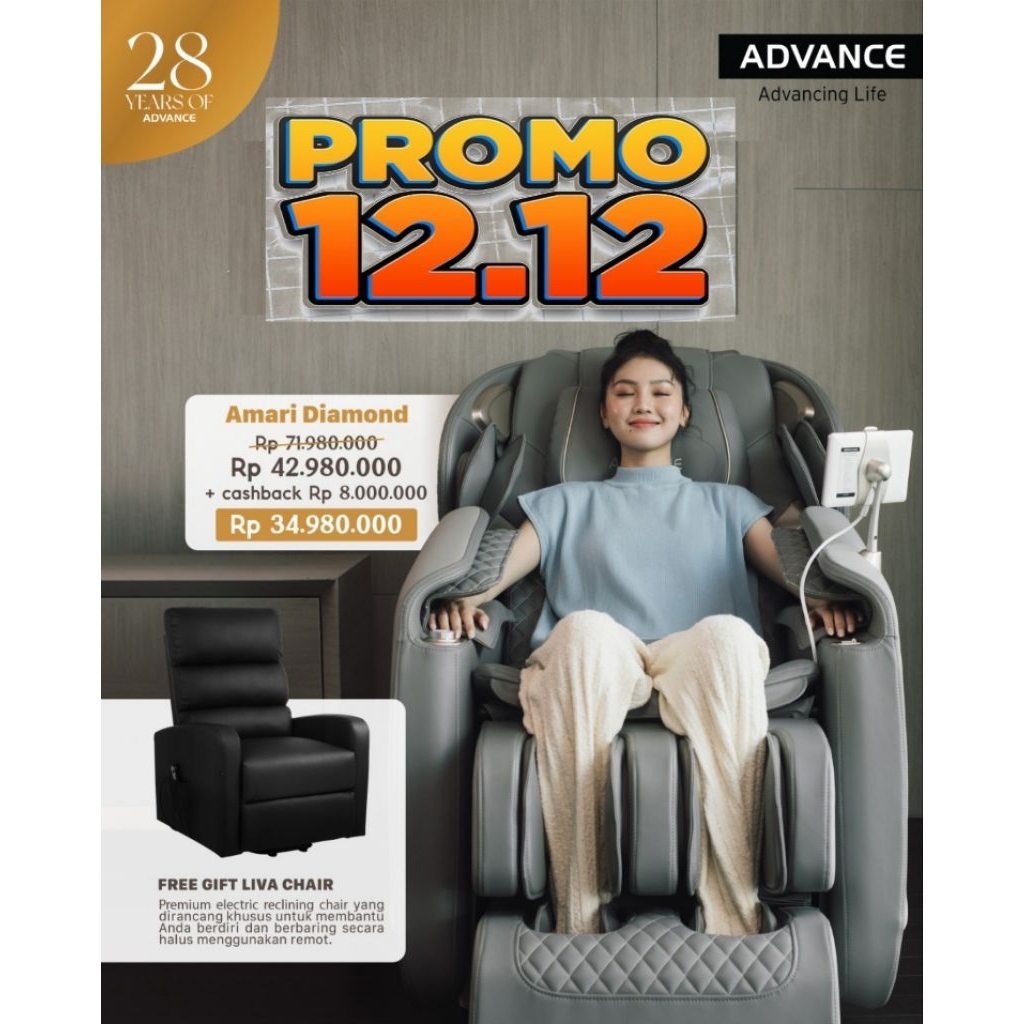 KURSI PIJAT ADVANCE TERBARU AMARI DIAMOND / MASSAGE CHAIR ELEKTRIK