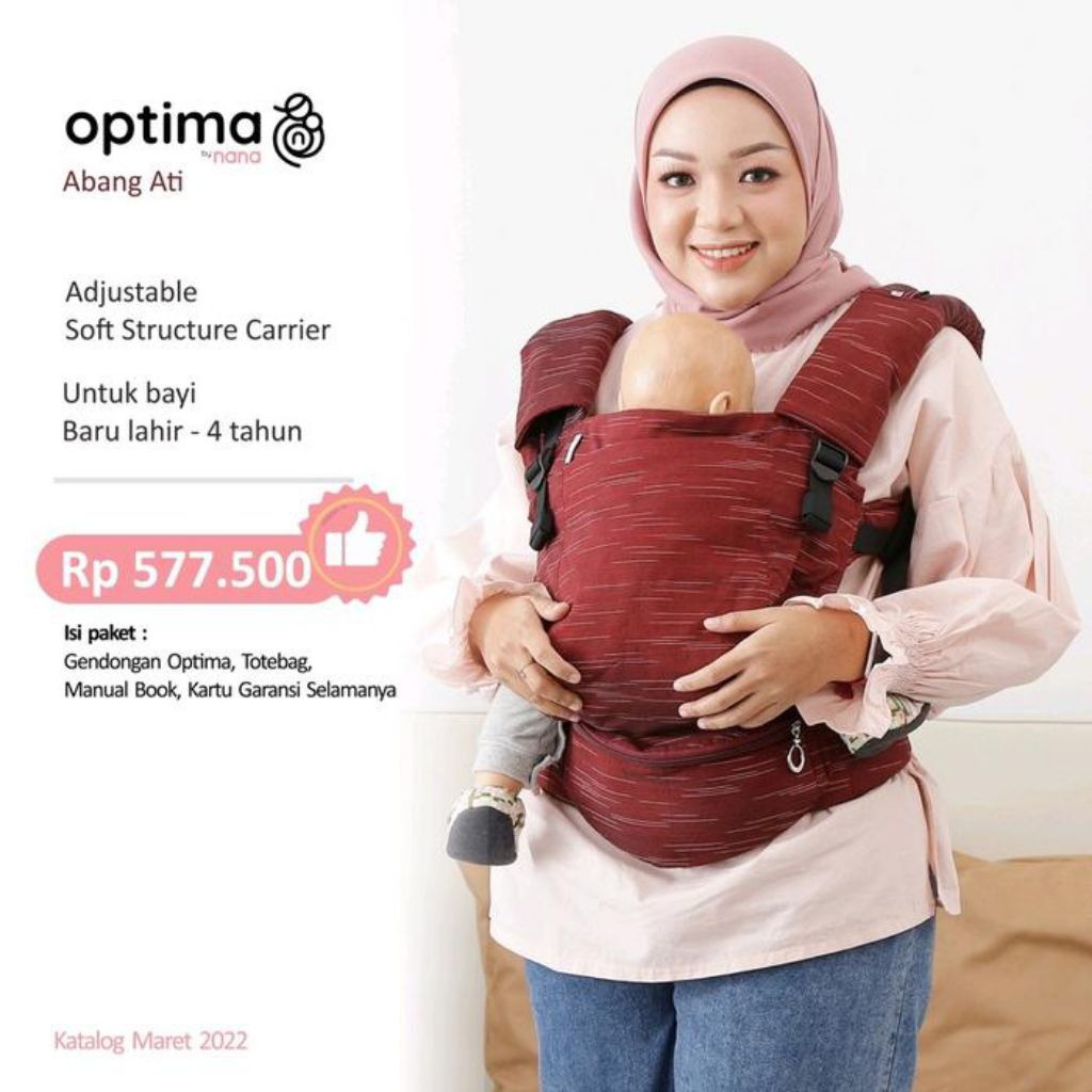 Nana Baby Carrier Optima (Motif Abang Ati Hujan Gerimis) | Gendongan Bayi Adjustable SSC Nana Babyca