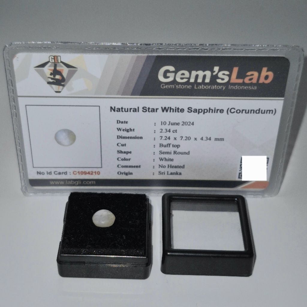 2.34 ct batu permata Natural Star White Sapphire (Corundum), permata natural star white sapphire (No