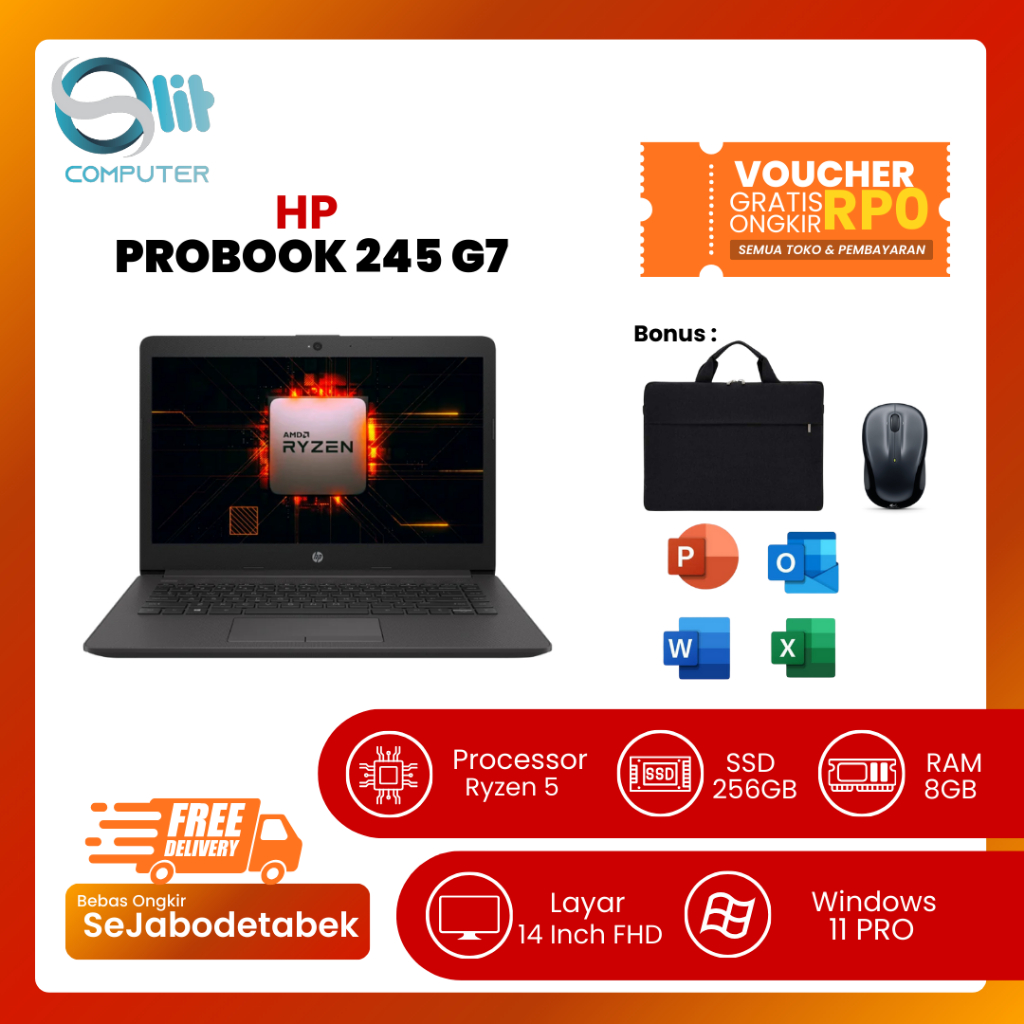 HP ProBook 245 G7 Ryzen 5 Laptop Second Rasa Baru Garansi Solit 03