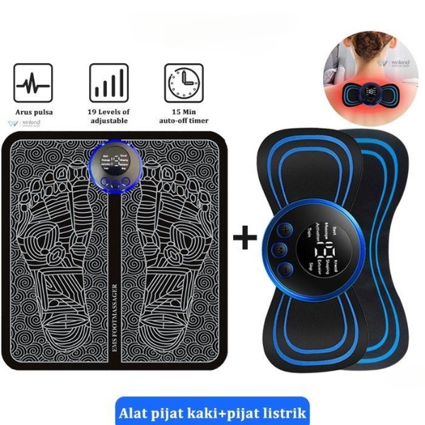 Speeds Living - Ems Foot Massager Pad Alat Pijat Kaki Akupuntur Kaki Elektrik Rechargeable+2Pc Pijat