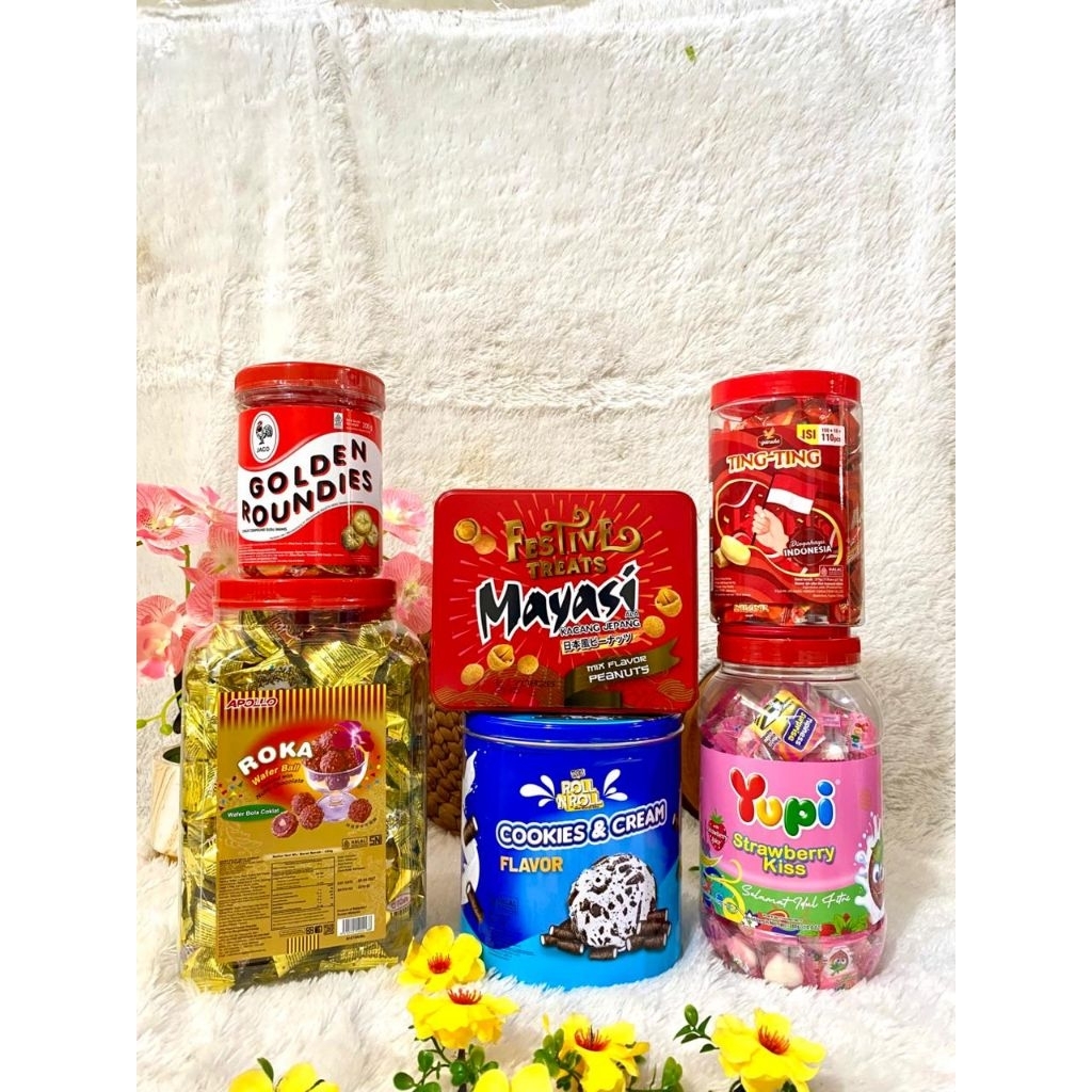 PAKET Jajan Murah KemasanToples Kaleng Mayasi Roka Yupi Spesial Lebaran. Kode 002 CEK DESKRIPSI