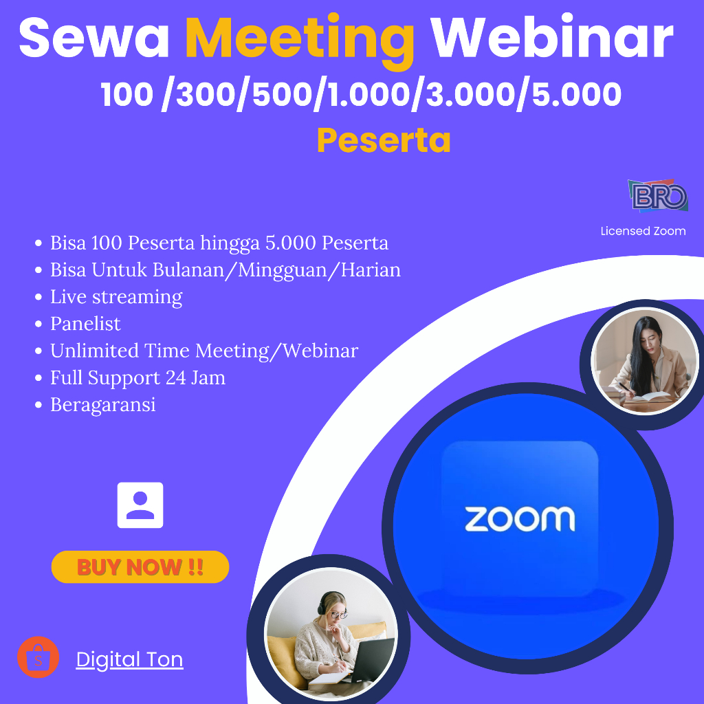 Sewa meeing webinar Zoom Kapasitas 100/300/500/1000