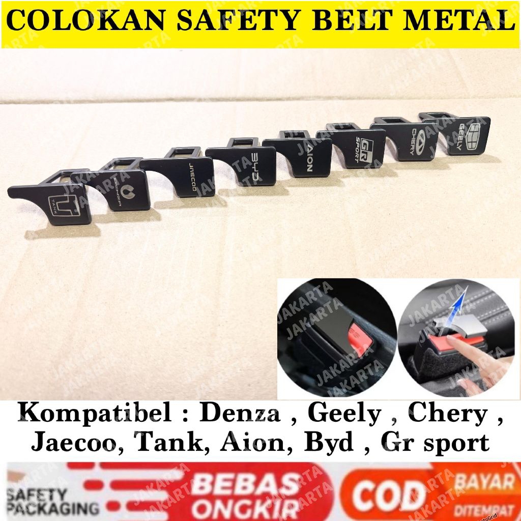 Safety Belt Seat Buckle Alarm Stopper Mobil Universal Logo GR SPORT BYD DENZA TANK GEELY CHERY JAECO