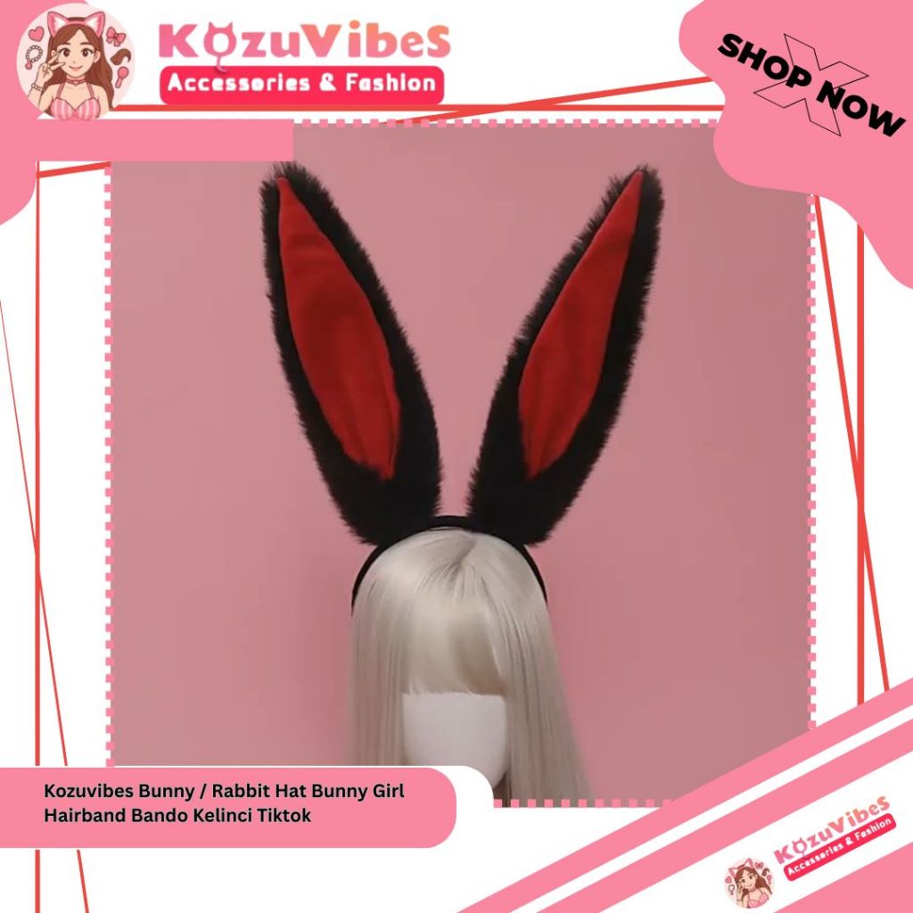 Kozuvibes Bunny / Rabbit Hat Bunny Girl Hairband Bando Kelinci Tiktok