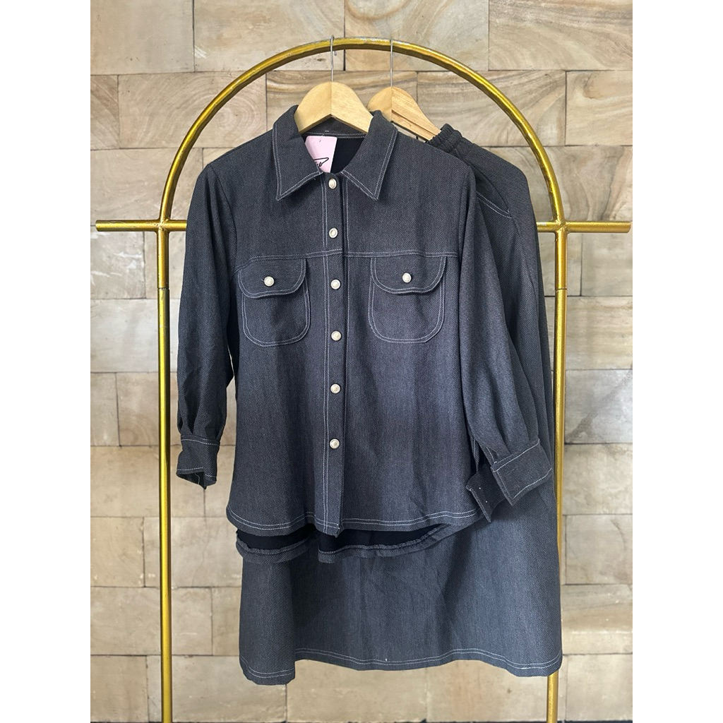 Setelan knit saku Clarke