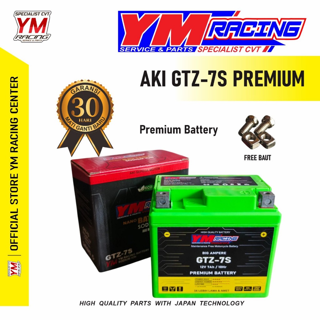 AKI KERING NMAX GTZ7S NANO GEL YM RACING / ACCU FULL KERING AEROX YM RACING ACCU NANO BATTERY SODIUM