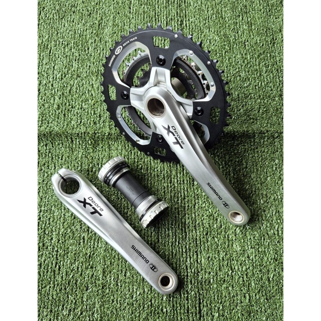 Crankset Shimano Deore XT M770 Triple 44-32-22T HT2 Include BB Silver Japan Original Second Mulus Fu