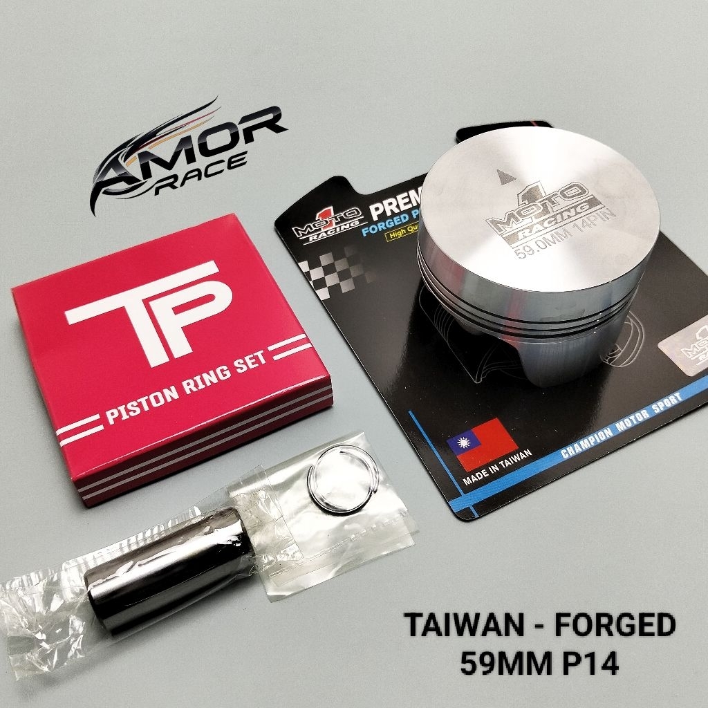 PISTON / SEHER MOTO 1 FORGED - TAIWAN UKURAN 59 MM PIN 14 DOUBLE RING