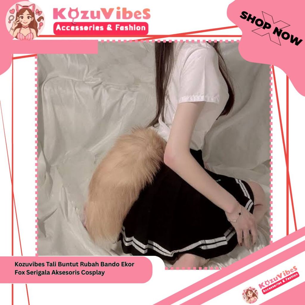 Kozuvibes Tali Buntut Rubah Bando Ekor Fox Serigala Aksesoris Cosplay