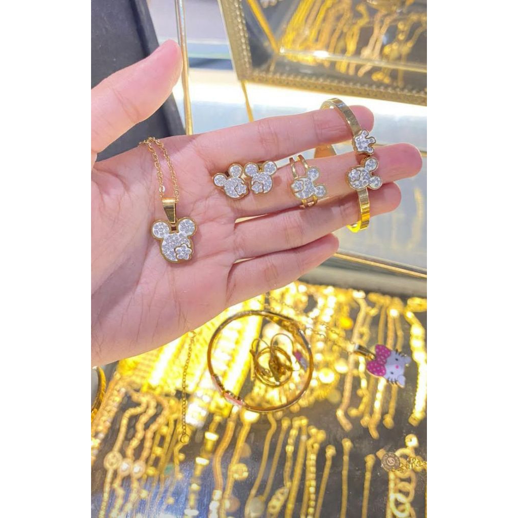 Titanium Asli (Set anak Mickey putih)