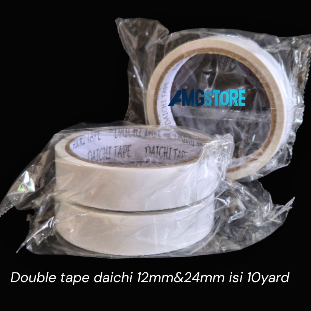 Double Tape DAICHI 12mm x 10yard - Lem Lembut, Mudah Digunakan, Ideal untuk Poster