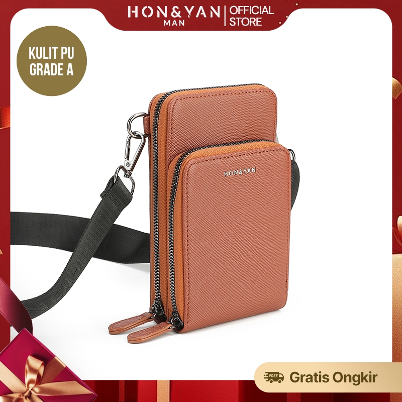 HONYAN MAN Tas Selempang Bahu Pria Tas HP Pria Kulit PU Original Branded - Audy