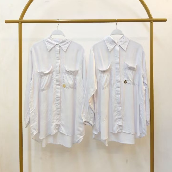 [baca deskripsi] elara ruffle white blouse dubai