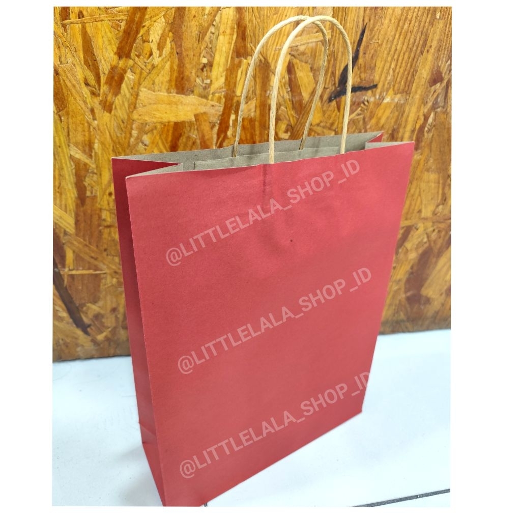 Paper bag Scarlett polos warna merah 28x10x37 /paperbag natal/gift bag merah cabe/merah terang/chris