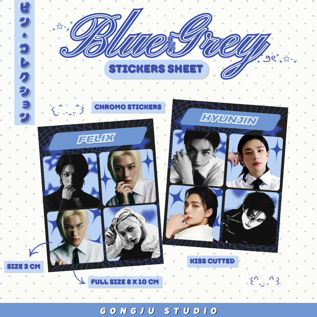 GONGJU STUDIO | STRAY KIDS SKZ BLUE AND GREY STICKERS STICKER SET