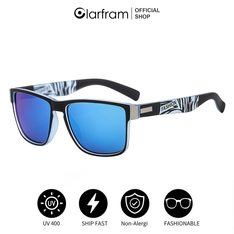 Clarfram Kacamata Bingkai Persegi Anti Radiasi Reflektif Merkuri Kacamata Persegi Kacamata Trendi