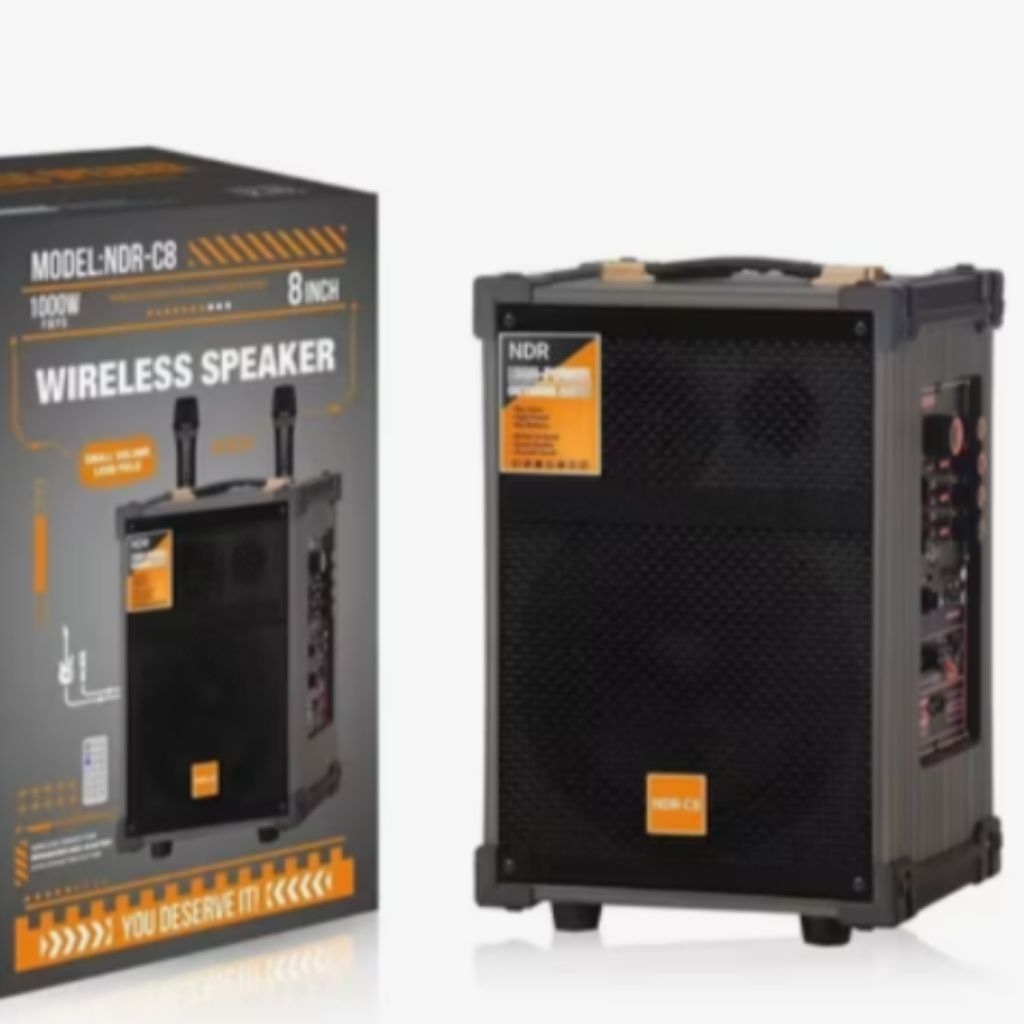 BTM - NDR C8 C 8 portable speaker bluetooth trolley kayu 8 inch 2 mic wireless
